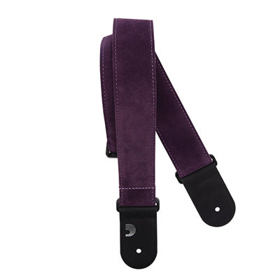 D'Addario Leather Suede Guitar Strap - Purple