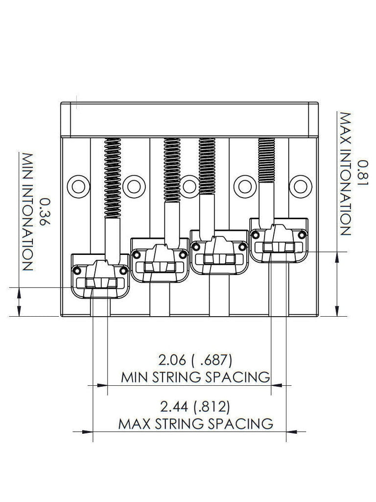 Hipshot MassKicker 4-String Bass Bridge - Nickel