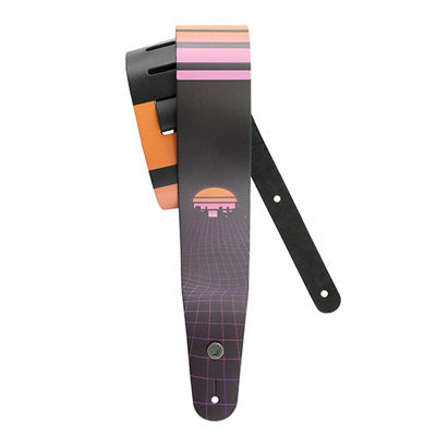 D'Addario Outrun Printed Leather Guitar Strap - Power Grid