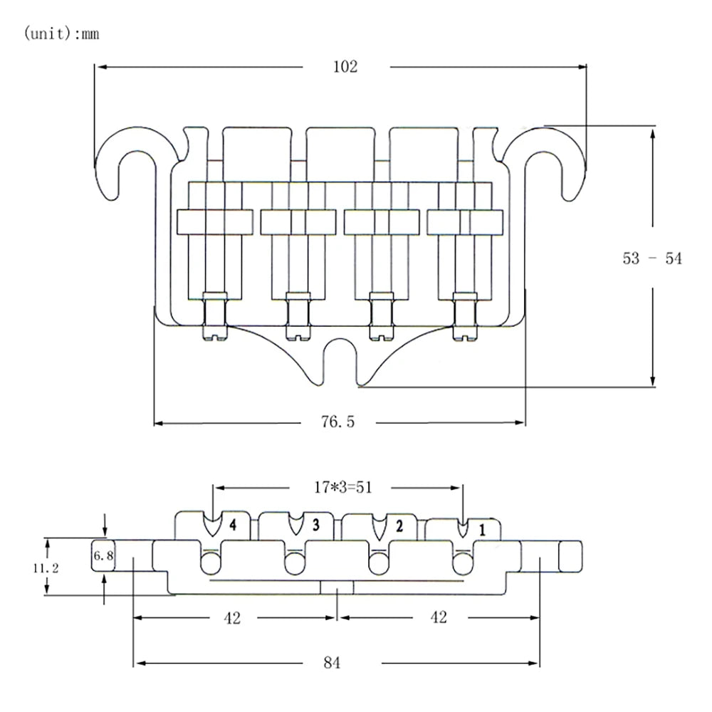 More Better 3-Point Gibson Style Bass Bridge - Chrome