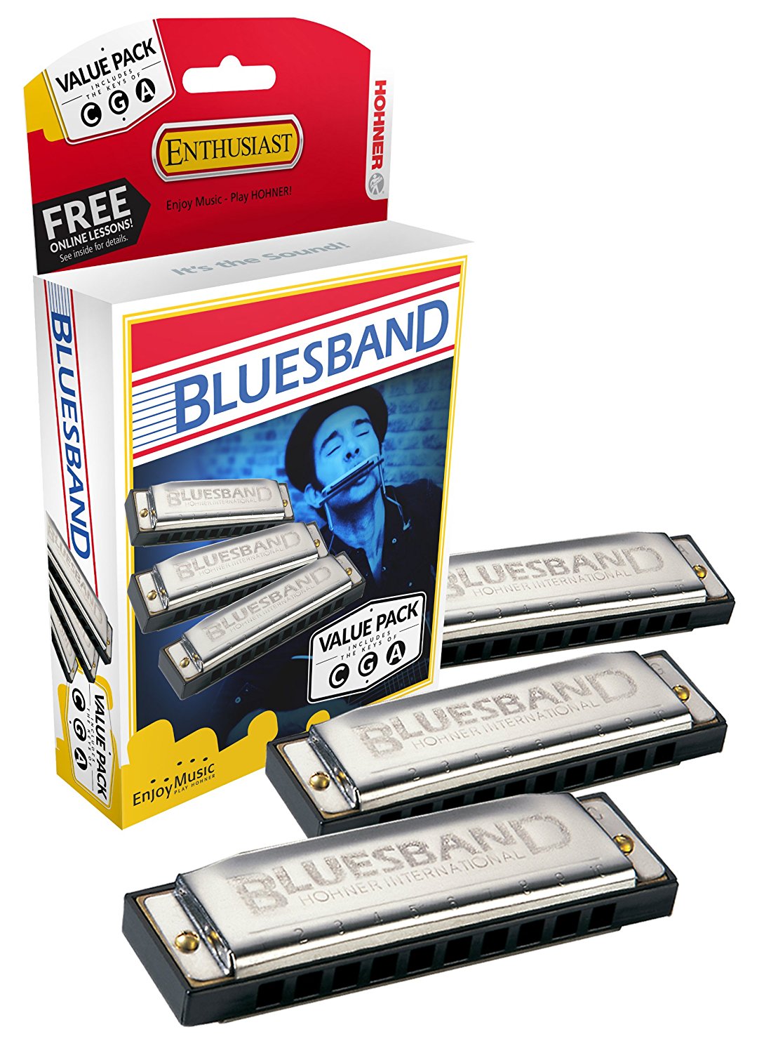 Hohner Bluesband Harmonica Pro Pack - C, G & A Major Harmonicas