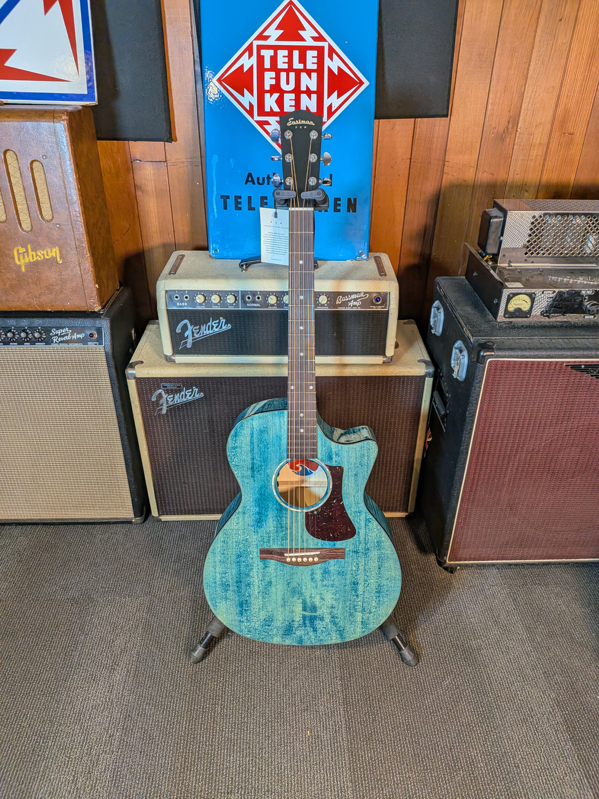 Eastman PCH3 Grand Auditorium Acoustic/Electric Guitar w/Gig Bag - Faded Blue (Serial #M2606662)