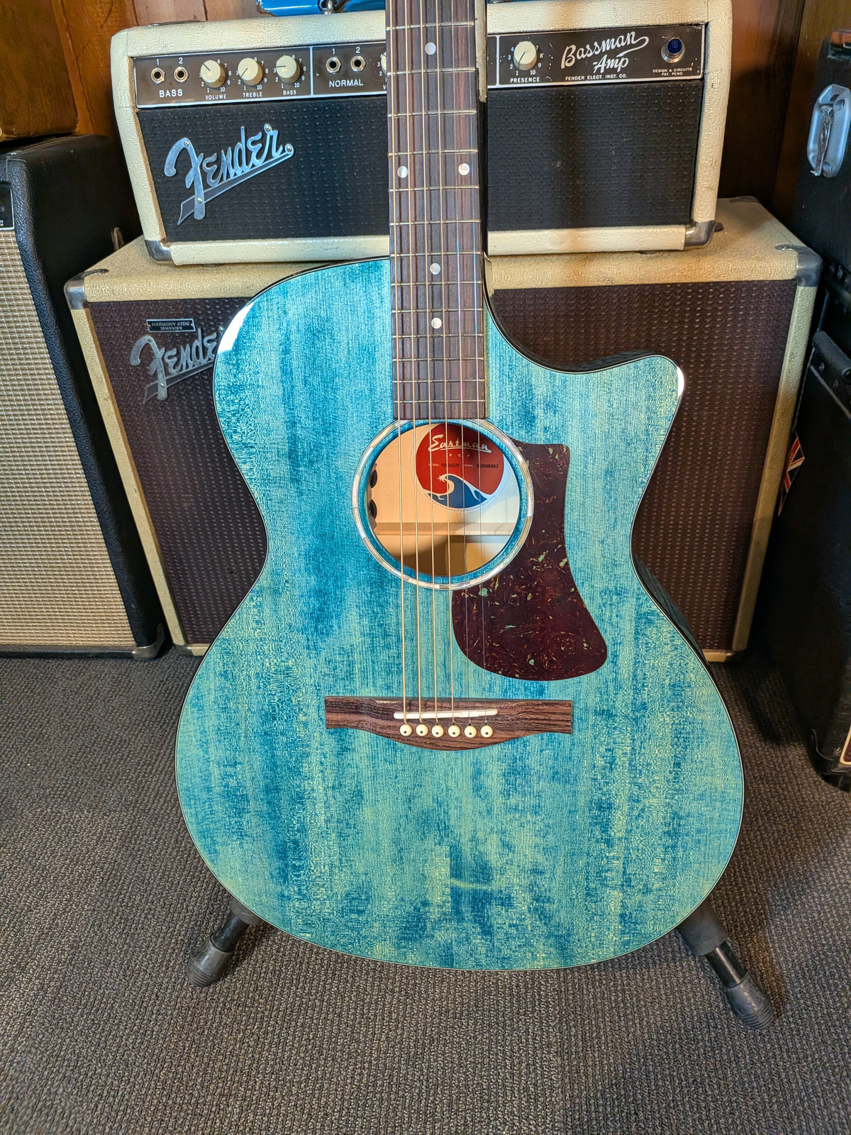 Eastman PCH3 Grand Auditorium Acoustic/Electric Guitar w/Gig Bag - Faded Blue (Serial #M2606662)