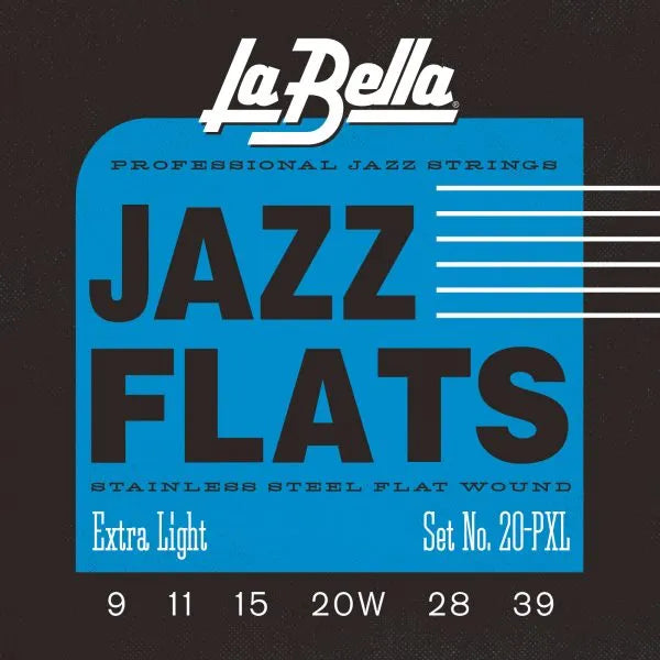 La Bella 20PXL Jazz Flats for Electric Guitar (Extra Light 09-39 Gauge)