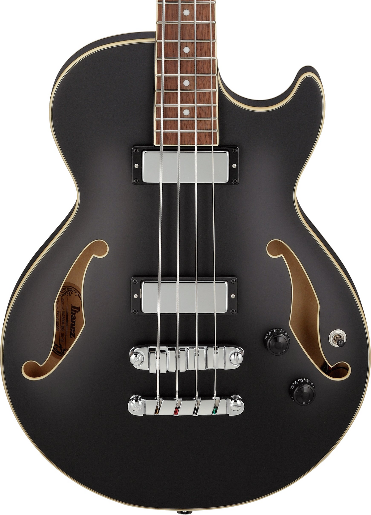 Ibanez AGB200 Artcore 4-String Hollow Body Electric Bass Guitar - Black Flat