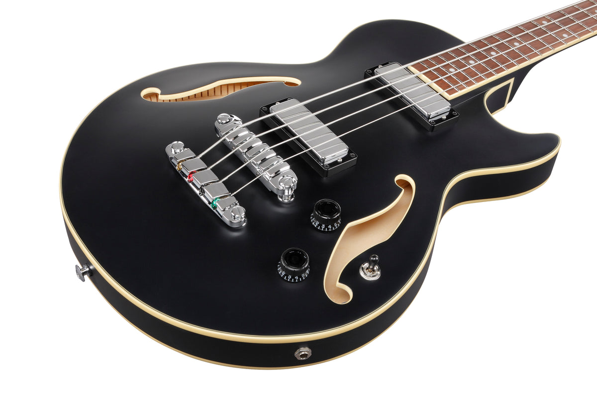 Ibanez AGB200 Artcore 4-String Hollow Body Electric Bass Guitar - Black Flat