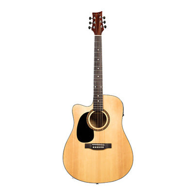 Beaver Creek Dreadnought Left Handed Acoustic/Electric Guitar w/Gig Bag - Natural