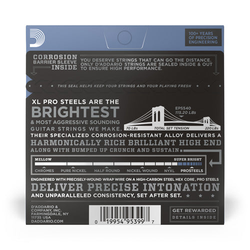 D'Addario EPS540 ProSteel Electric Guitar Strings 10-52