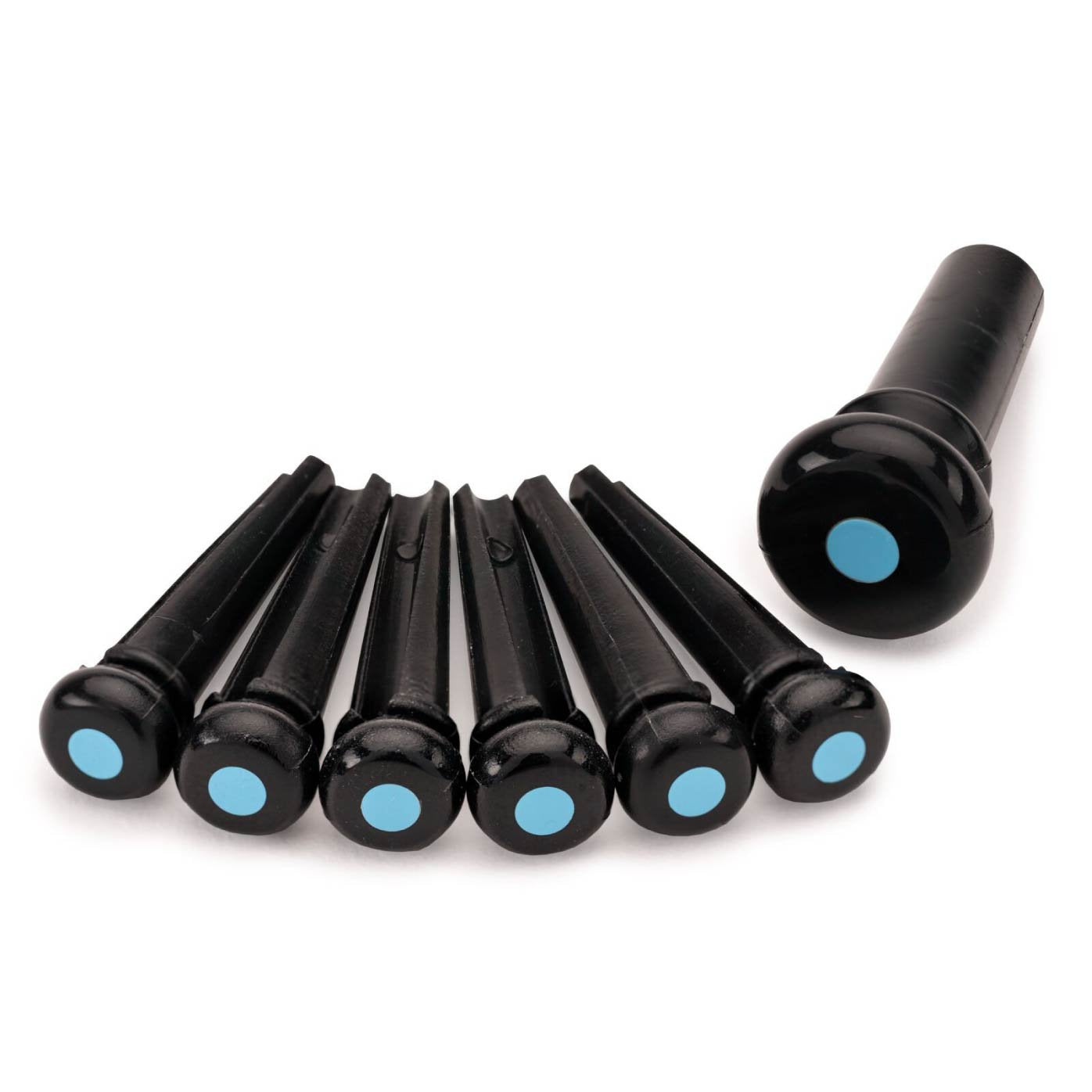 Martin Bridge & End Pin Set - Black w/Blue Kydex Inlay