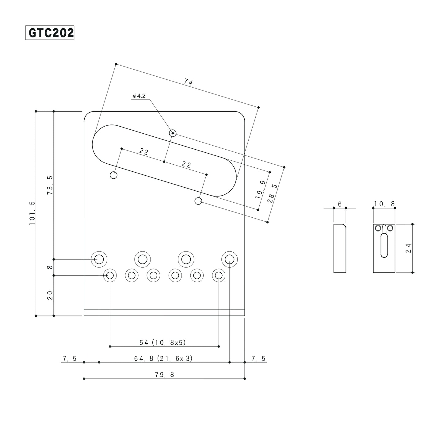 Gotoh GTC202 Six Saddle Telecaster Bridge - Nickel