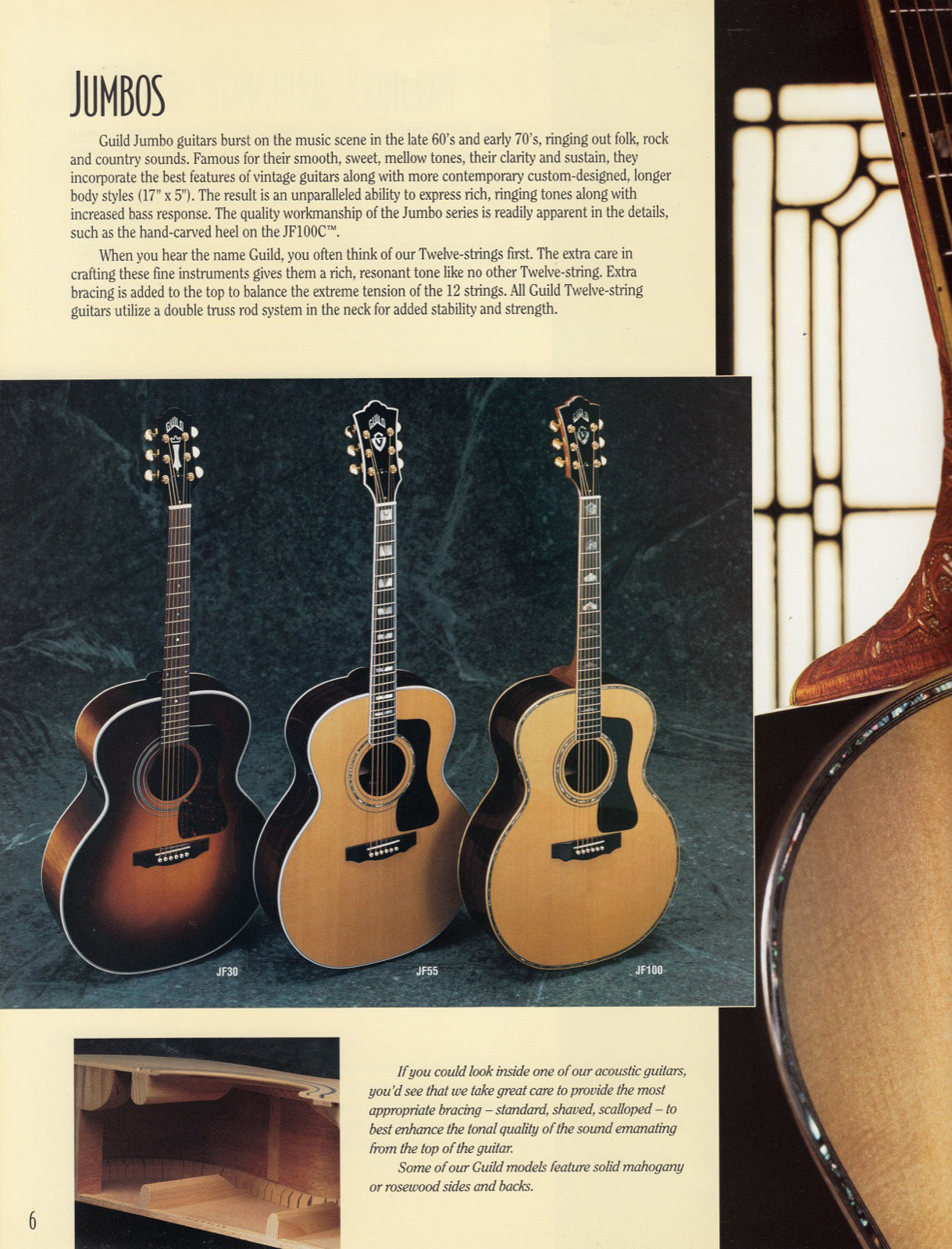 Guild JF30 Jumbo Acoustic/Electric Guitar w/Case - Antique Burst (1996)