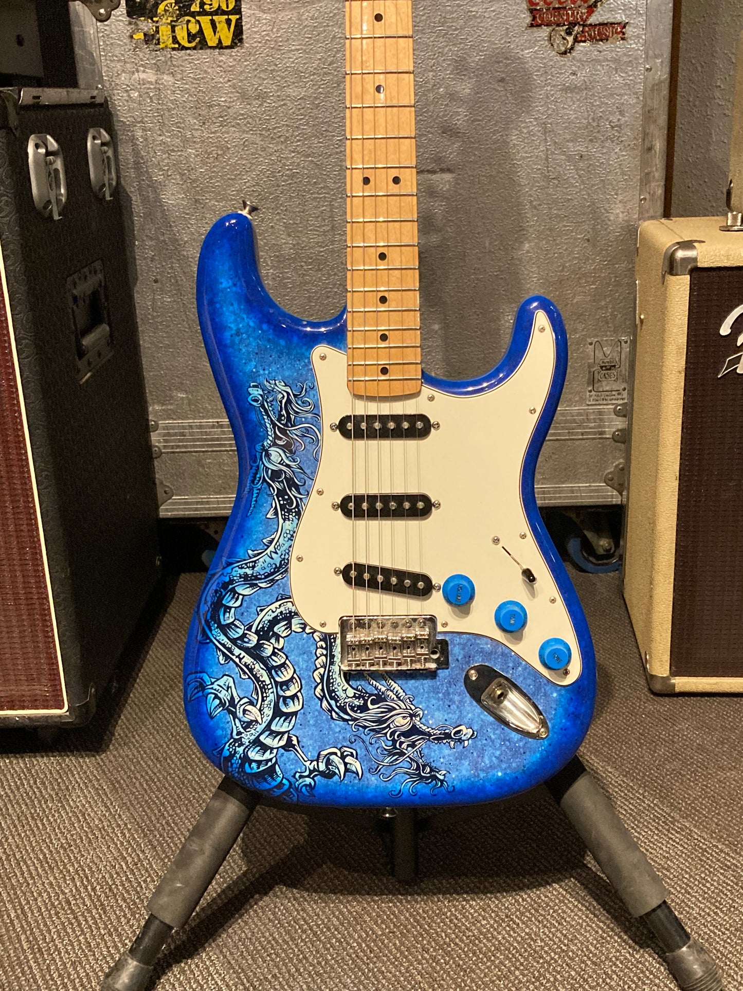 Fender Special Edition David Lozeau Art Stratocaster® w/Gig Bagbag - Blue Dragon (2015)