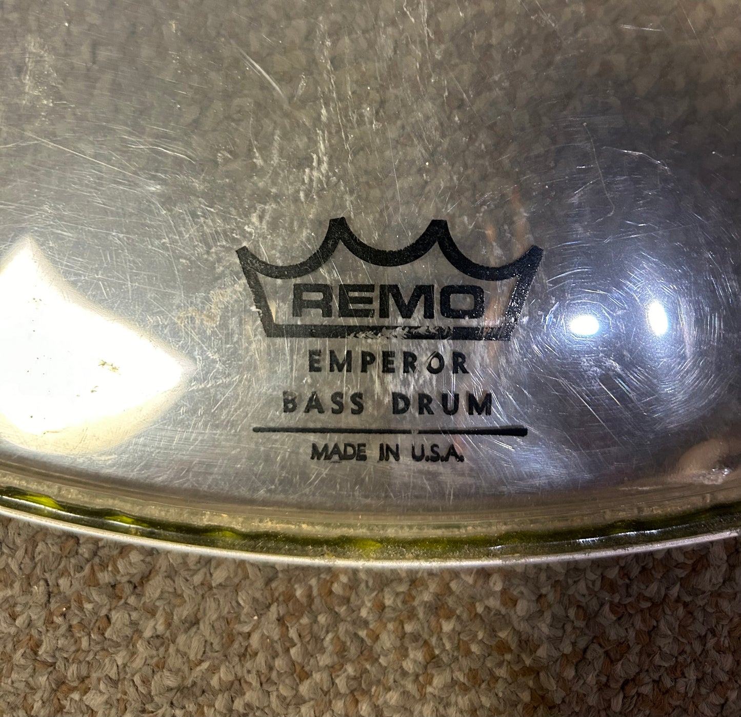 Remo 22" Emperor Clear "Milestone Percussion" Logo Bass Drum Heads (Used)