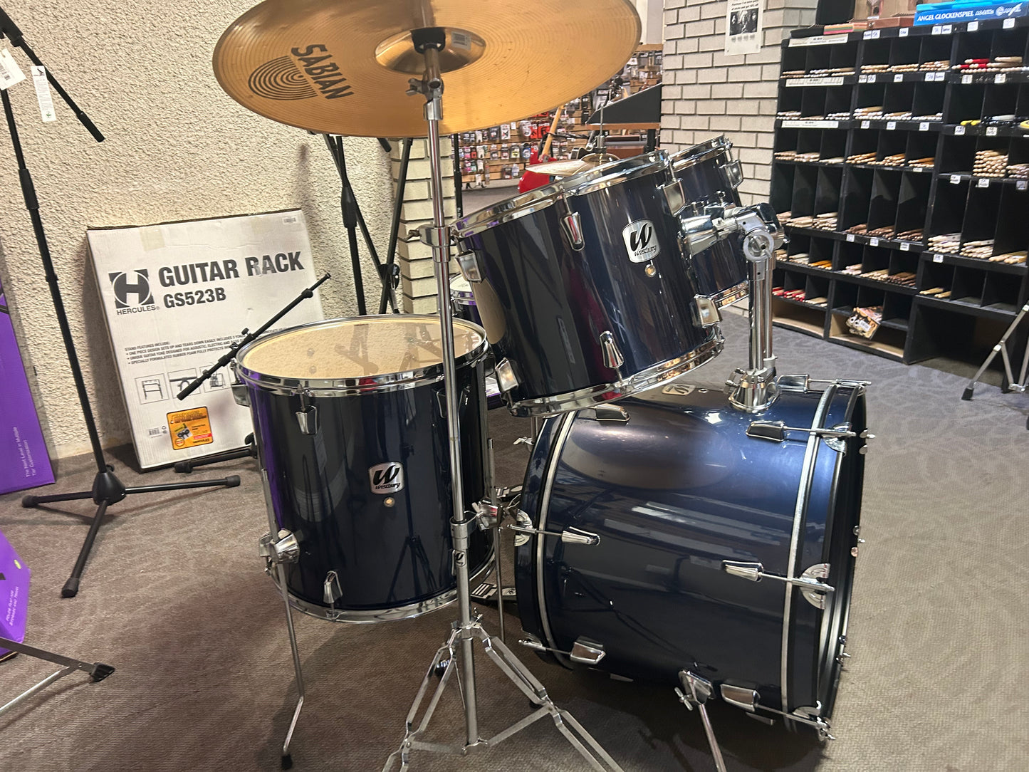 Westbury 5-Piece Drum Set w/Hardware & Cymbals - Dark Blue Wrap (Used)