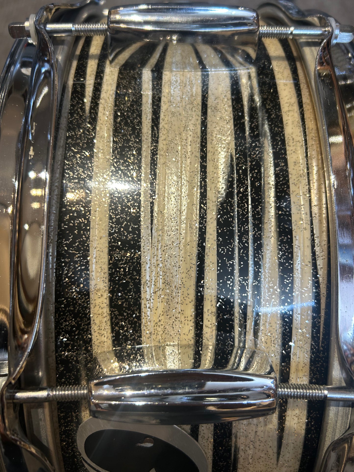 Crown 14"x5.5" Snare Drum - Striped Metal Flake Wrap (Late 1960's - Early 1970's)