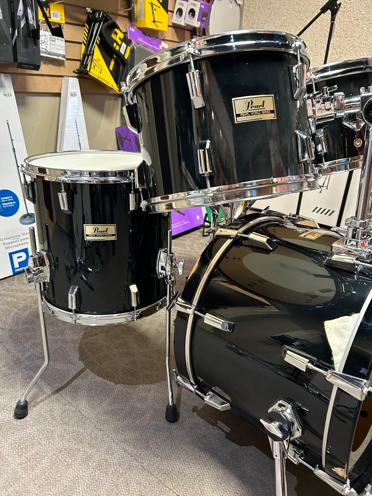 Pearl World Series 6 Piece Shell Pack - Piano Black Lacquer (1990's)