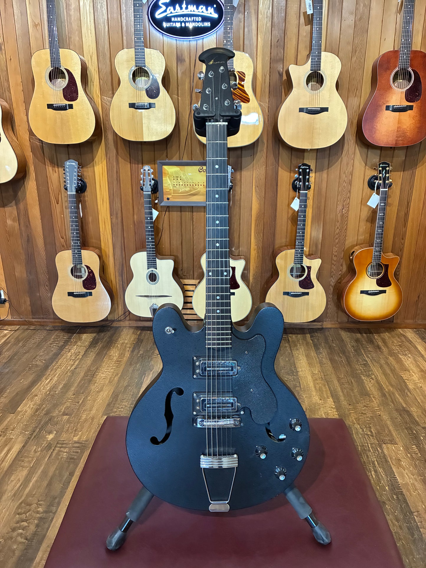 Ovation Eclipse K1235-5 Hollow Body Electric Guitar w/Case - Black (Early 1970's)
