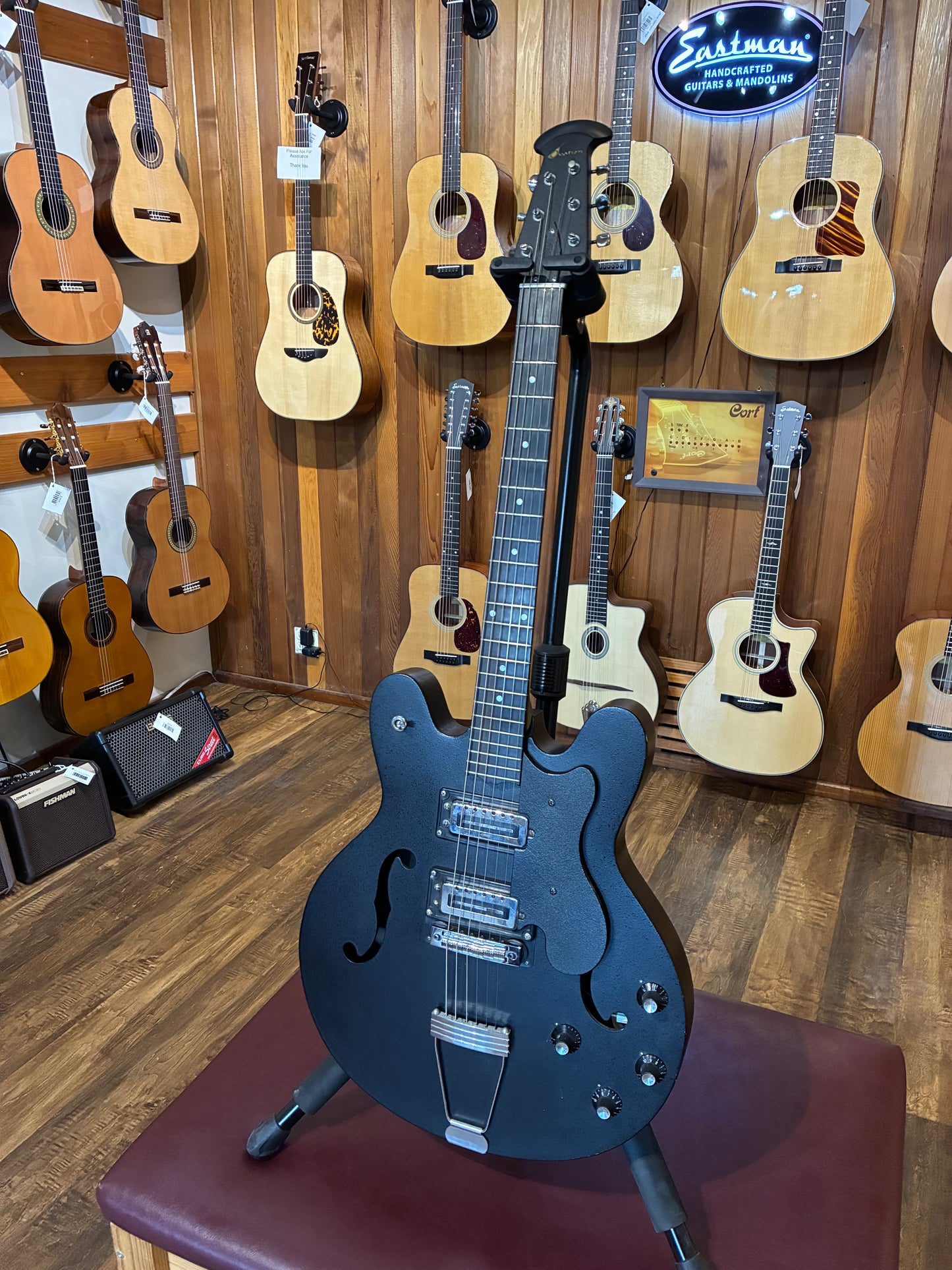 Ovation Eclipse K1235-5 Hollow Body Electric Guitar w/Case - Black (Early 1970's)