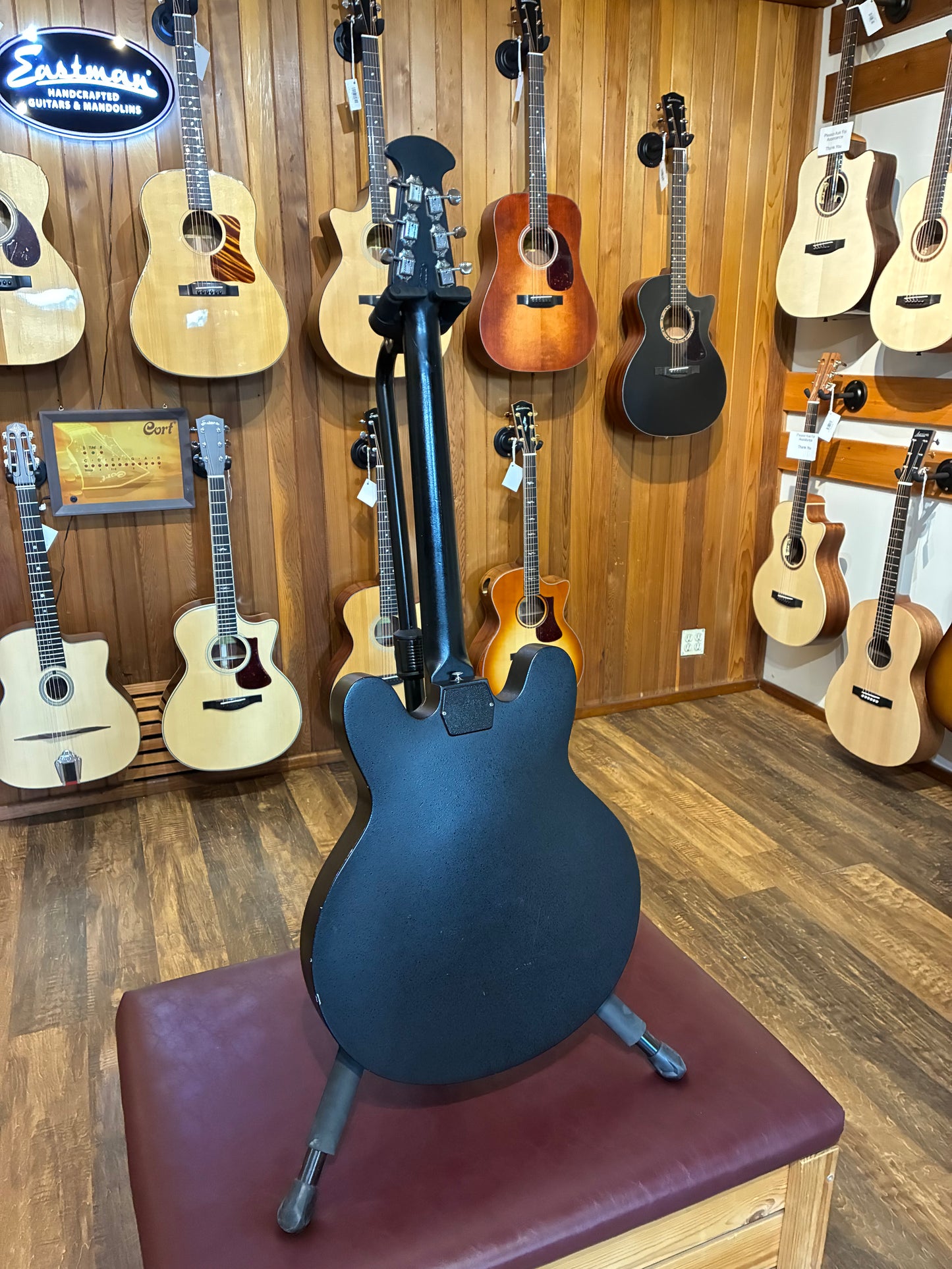 Ovation Eclipse K1235-5 Hollow Body Electric Guitar w/Case - Black (Early 1970's)