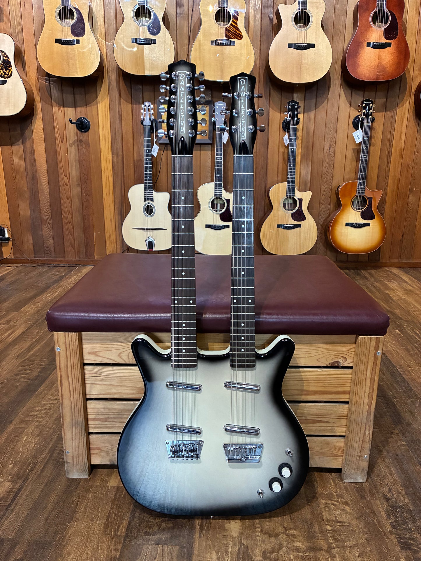 Danelectro DB612 Double-Neck Electric Guitar w/Gig Bag - Blackburst (Used)