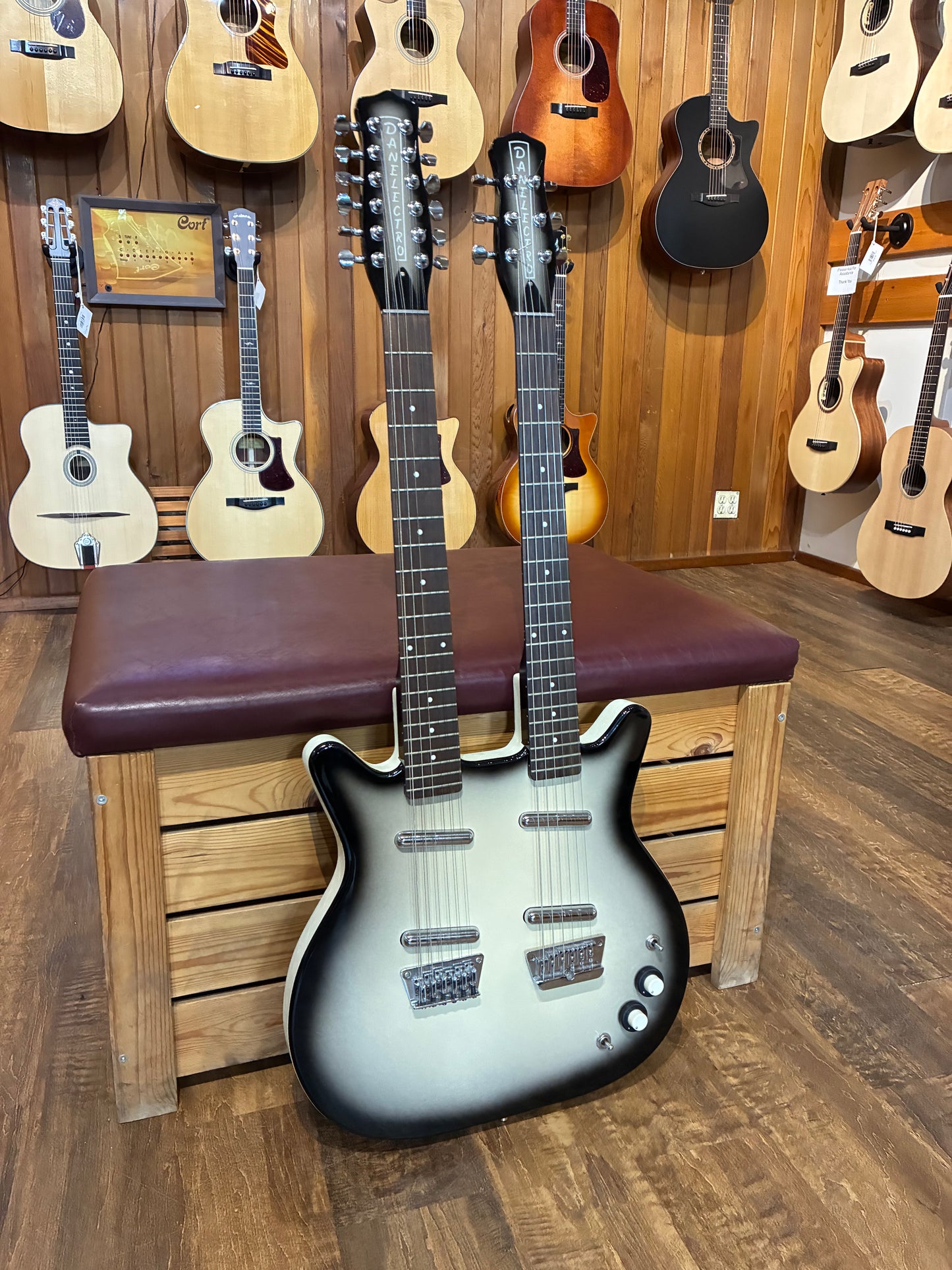 Danelectro DB612 Double-Neck Electric Guitar w/Gig Bag - Blackburst (Used)