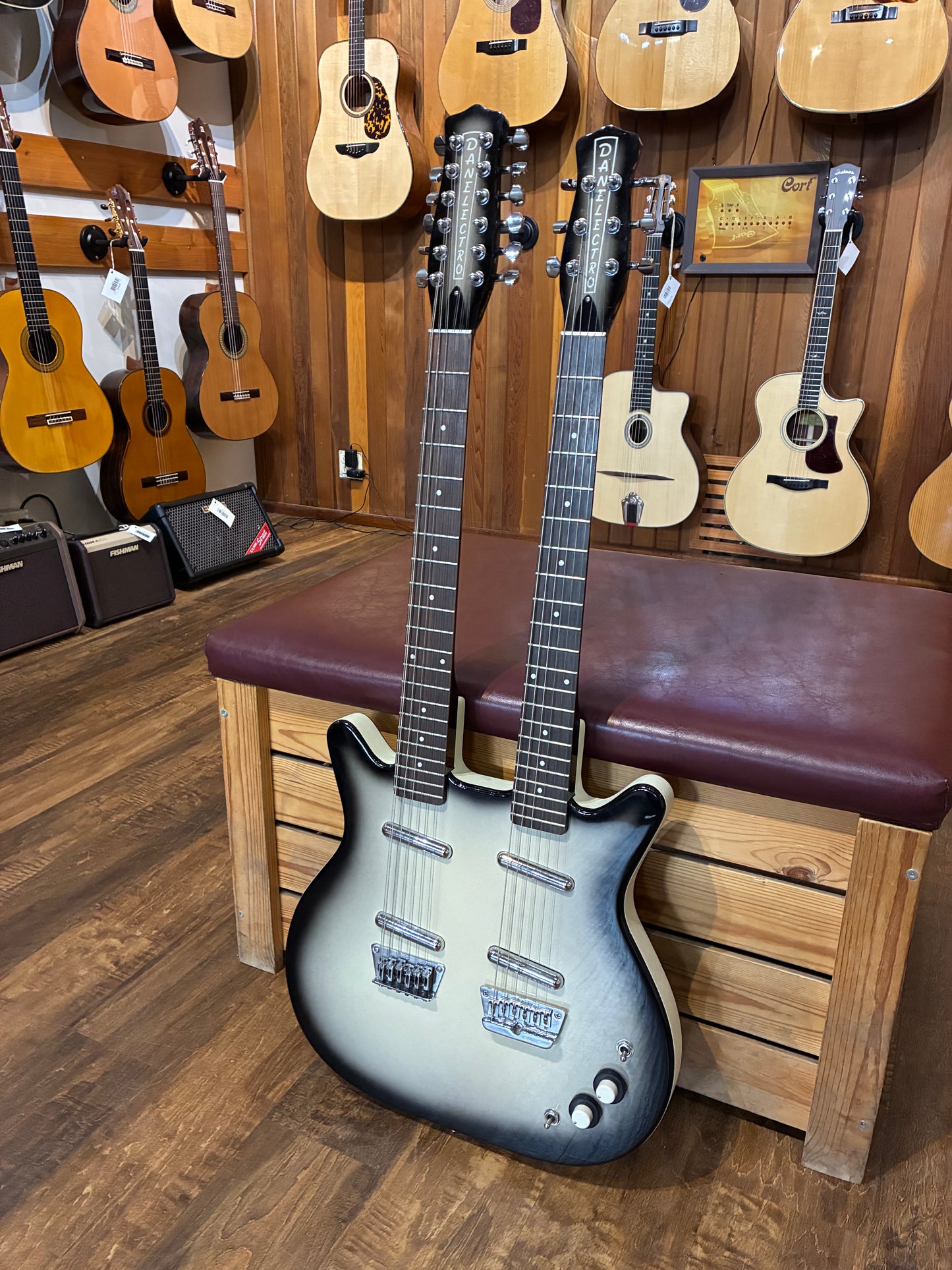 Danelectro DB612 Double-Neck Electric Guitar w/Gig Bag - Blackburst (Used)