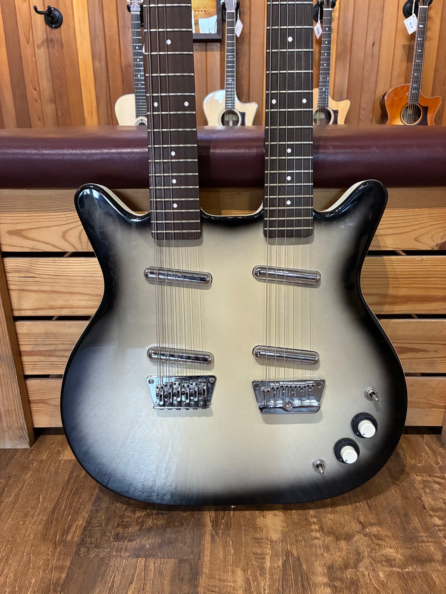 Danelectro DB612 Double-Neck Electric Guitar w/Gig Bag - Blackburst (Used)