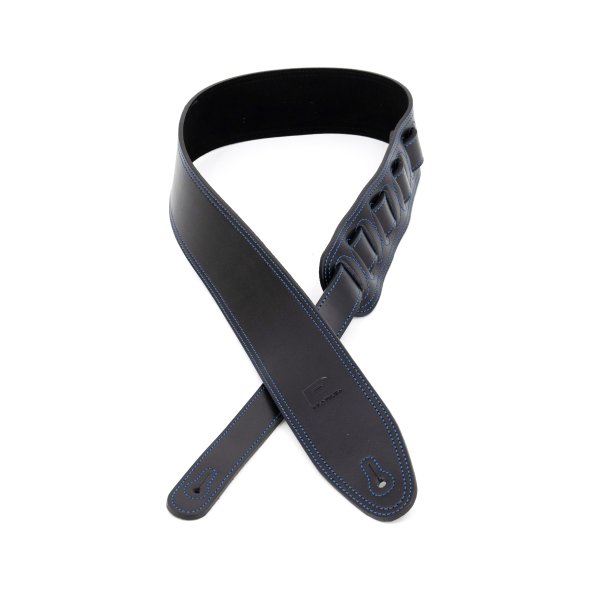 Profile 2.5" Leather Strap - Black With Blue Double Stitching