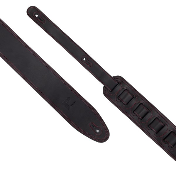 Profile 2.5" Leather Strap - Black With Red Double Stitching