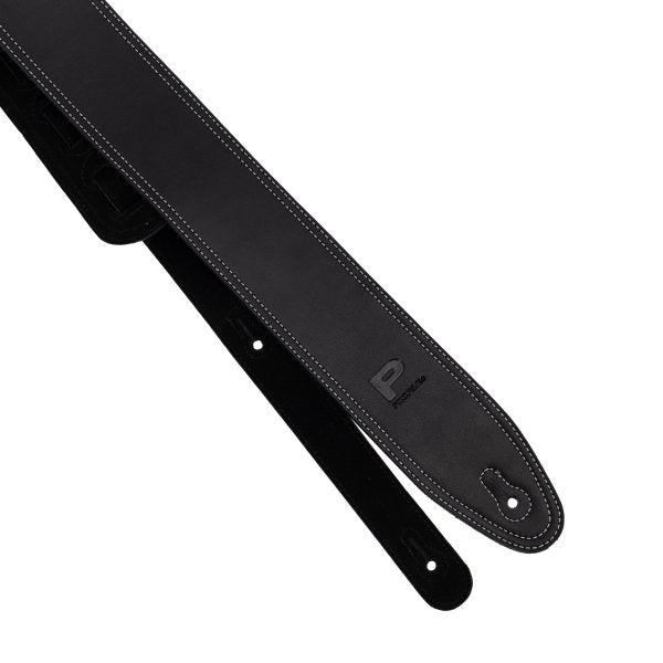 Profile 2.5" Leather Strap - Black With White Double Stitching