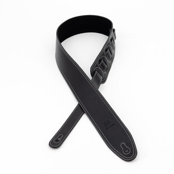 Profile 2.5" Leather Strap - Black With White Double Stitching