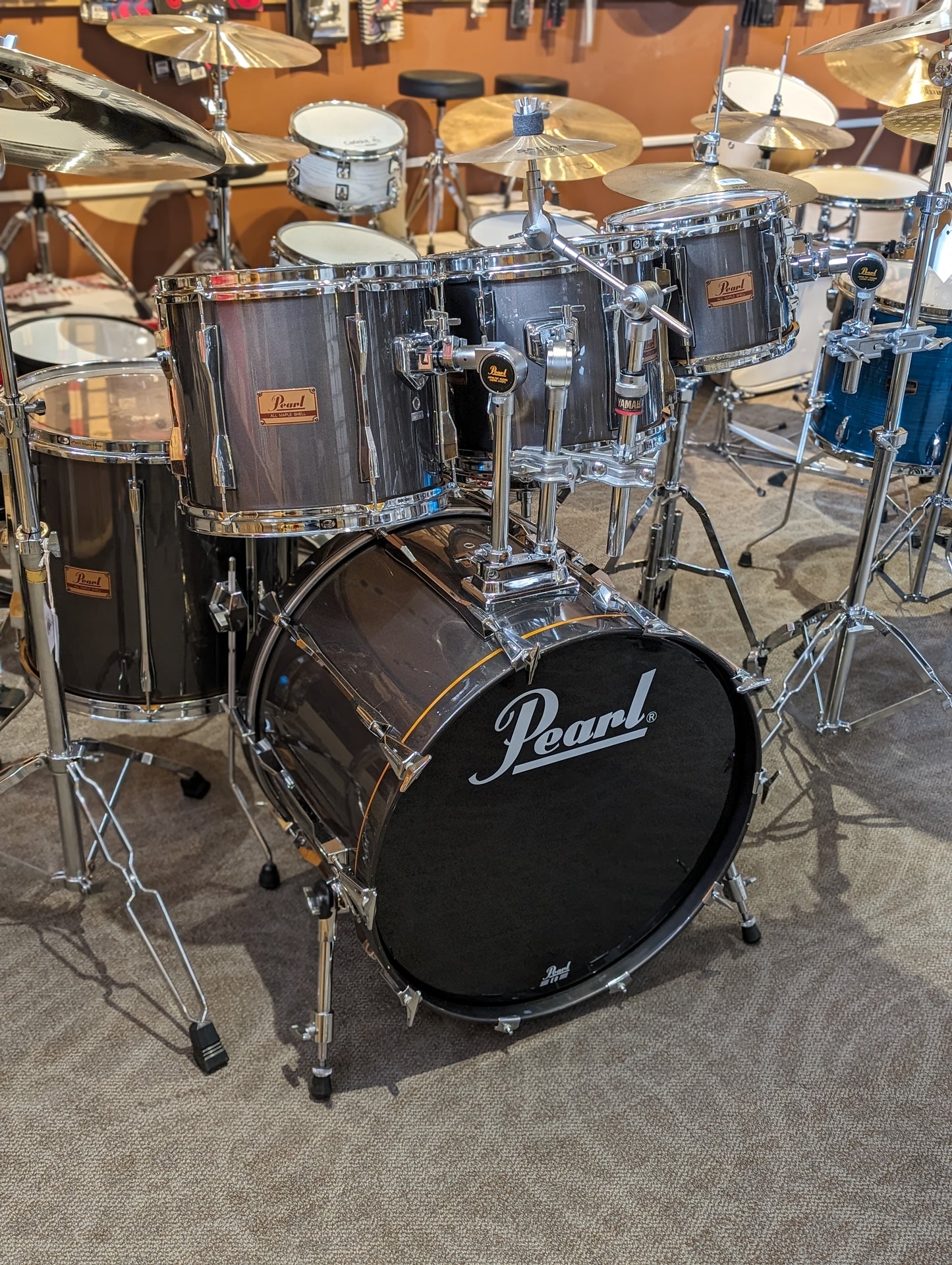 Pearl MLX Series 5-Piece Maple Drumkit - Charcoal Grey (Late 1980's)