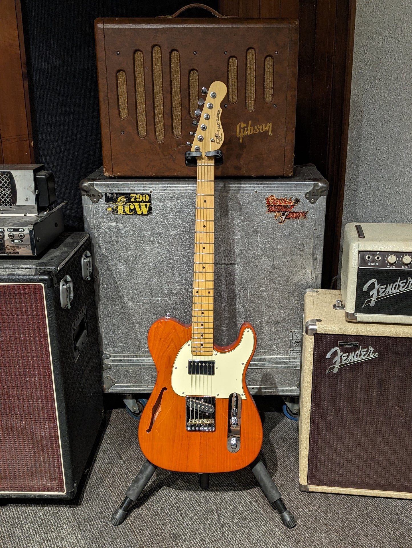 G&L Tribute ASAT Classic Bluesboy Semi-Hollow Electric Guitar - Clear Orange