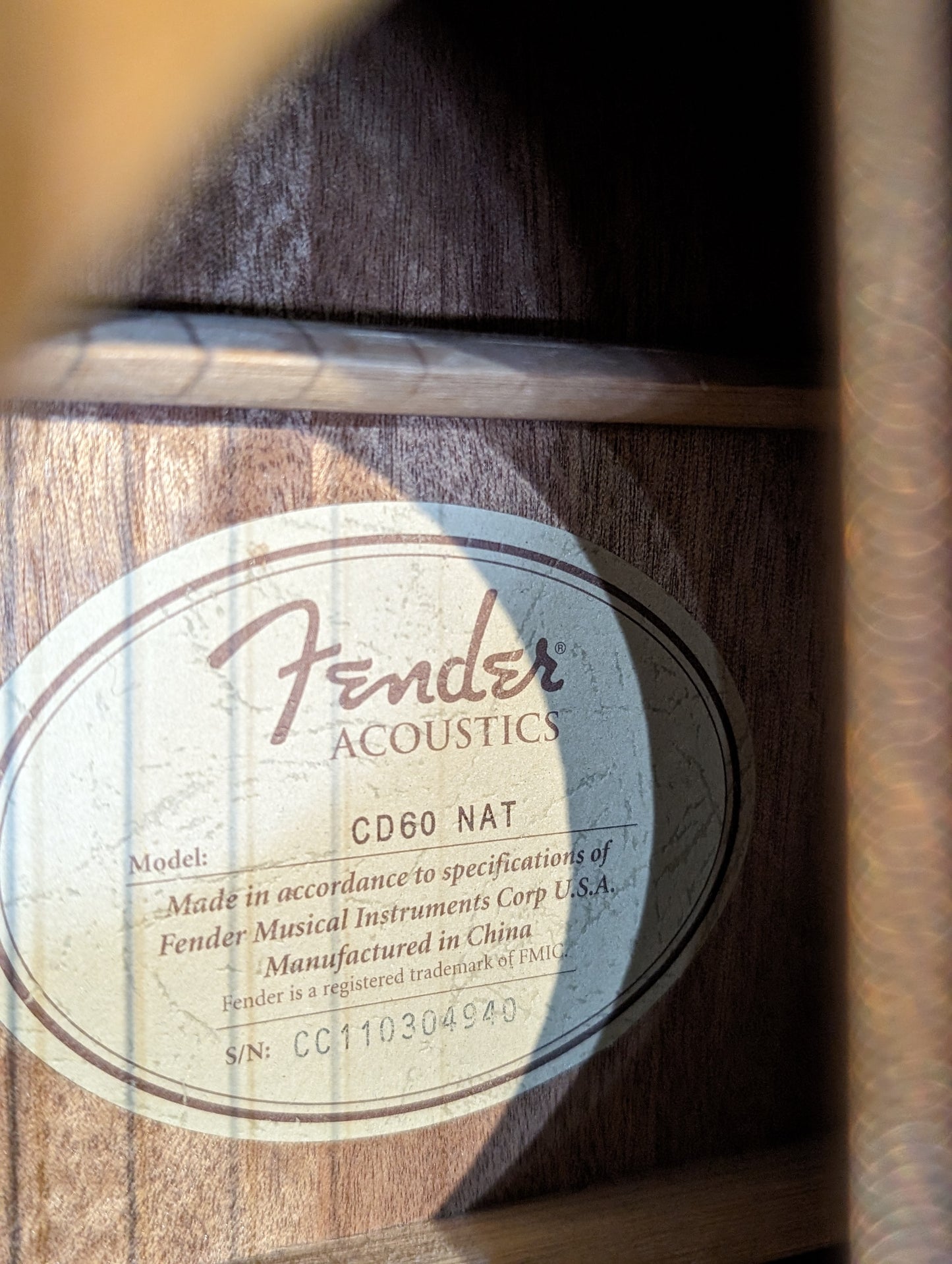 Fender CD-60 V2 Dreadnought Acoustic Guitar - Natural (2011)
