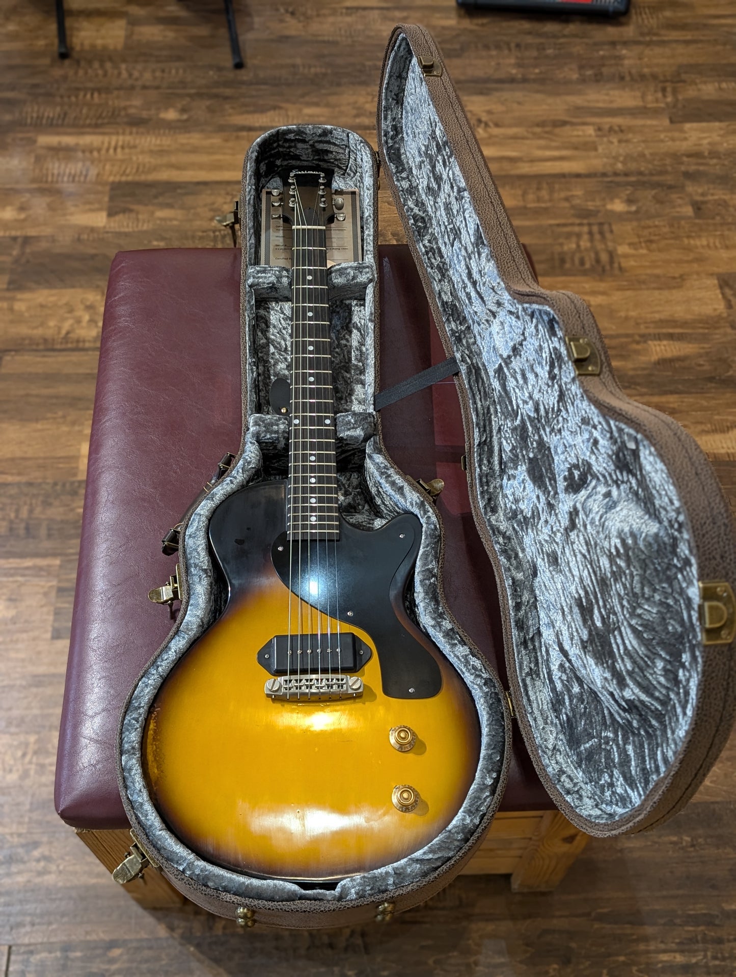 Eastman SB55/V-SB Single Cut Electric Guitar w/Case - Antique Vintage Burst (Serial #12757606)