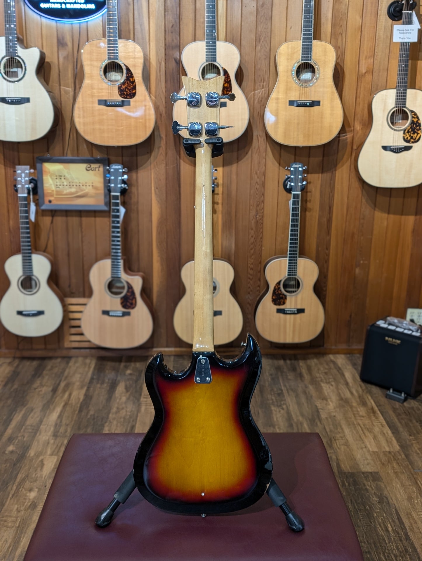 Hagstrom HIIBN Short Scale Electric Bass Guitar w/Gig Bag (Mid 1960's - Early 1970's)