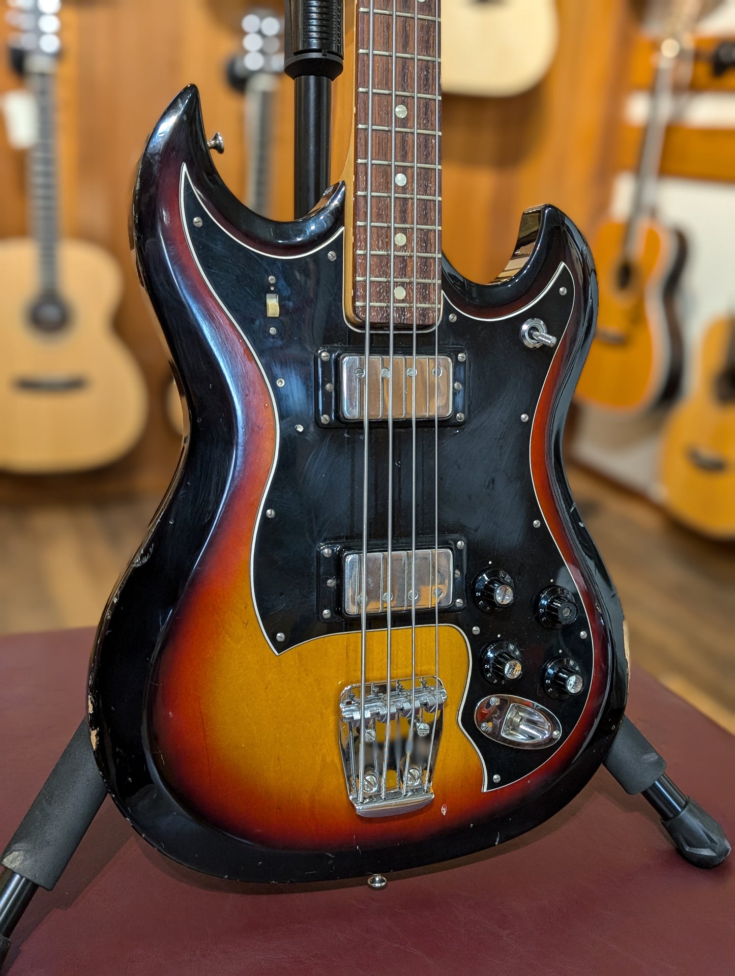 Hagstrom HIIBN Short Scale Electric Bass Guitar w/Gig Bag (Mid 1960's - Early 1970's)
