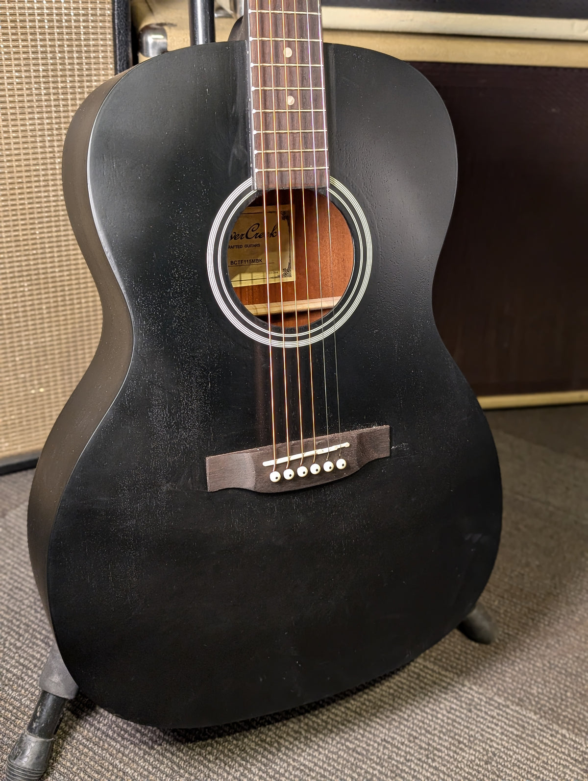 Beaver Creek Folk Acoustic Guitar - Open Pore Flat Black