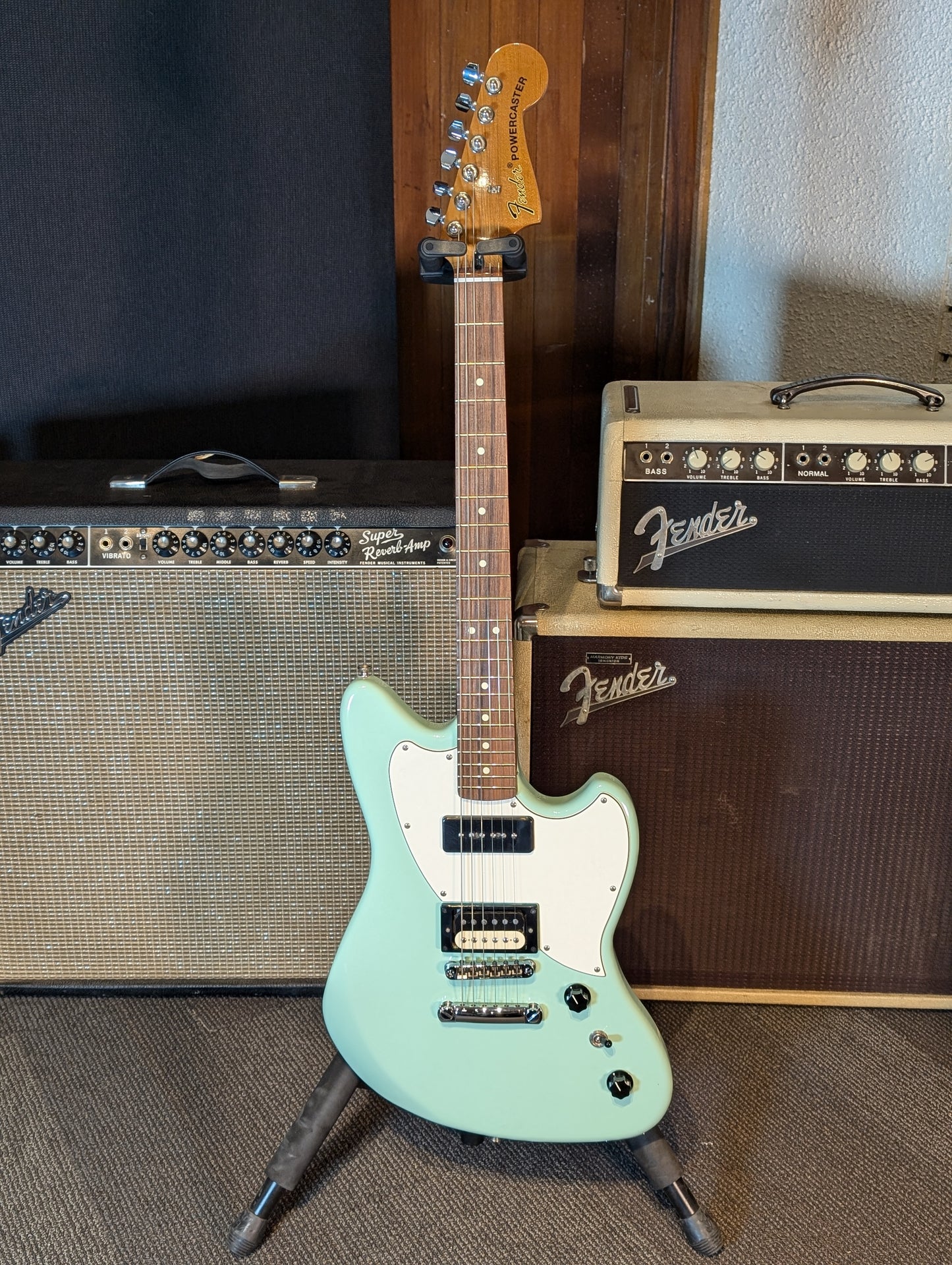 Fender Powercaster Electric Guitar w/Gig Bag - Surf Green (2019)