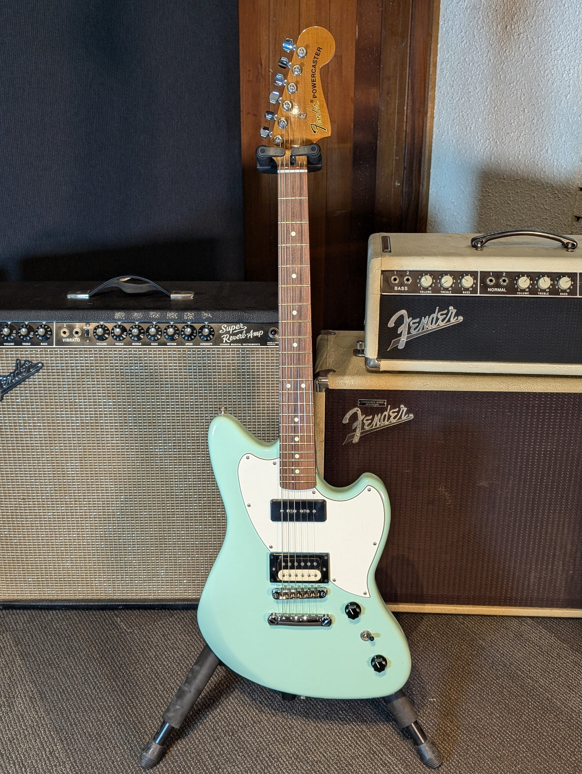 Fender Powercaster Electric Guitar w/Gig Bag - Surf Green (2019)