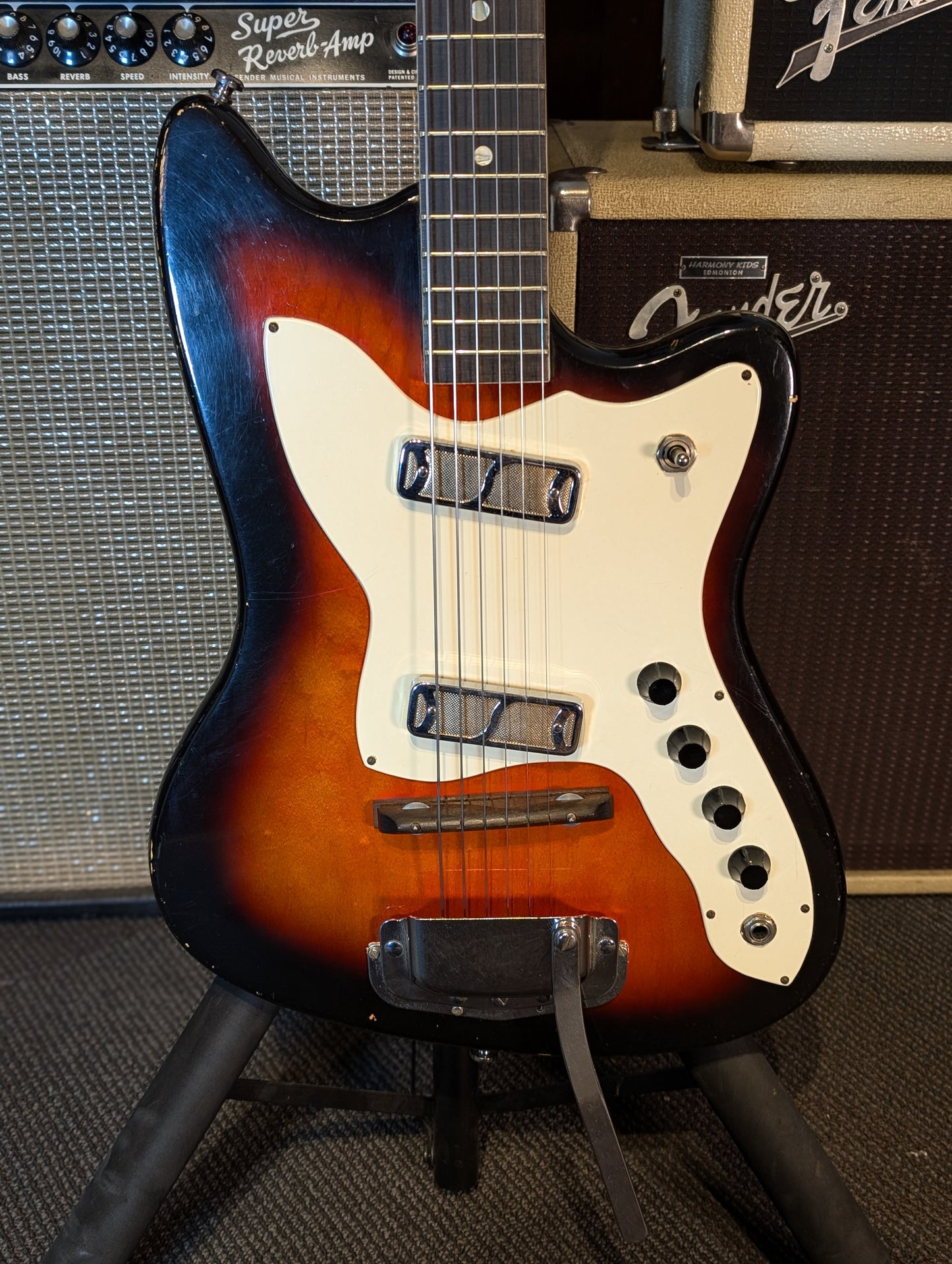 Harmony H17 Silhouette Electric Guitar w/Gig Bag - Cherry Red (1965)