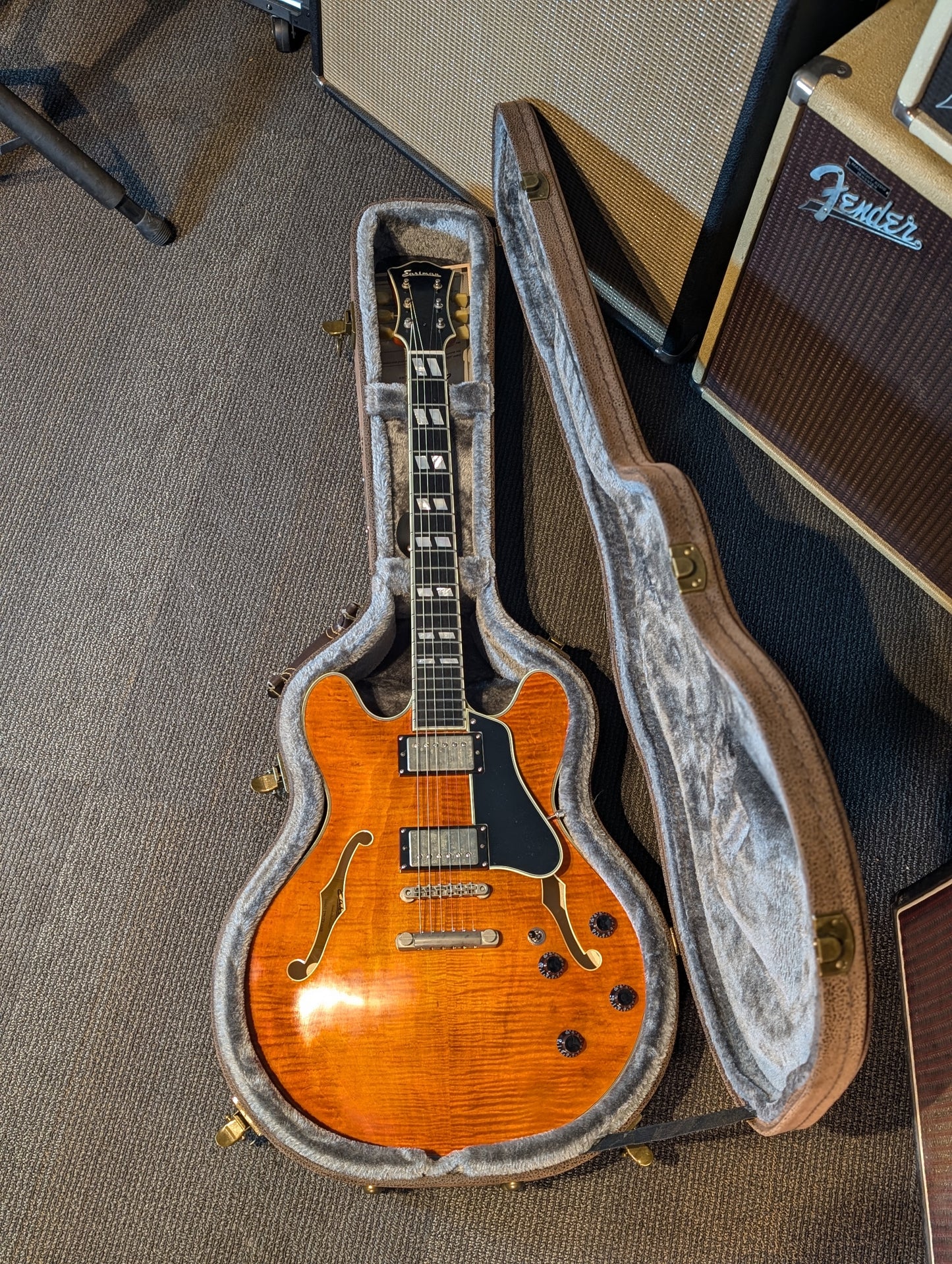 Eastman T59/TV-AMB Semi-Hollow Electric Guitar w/Case - Antique Amber (Serial #P2400040)