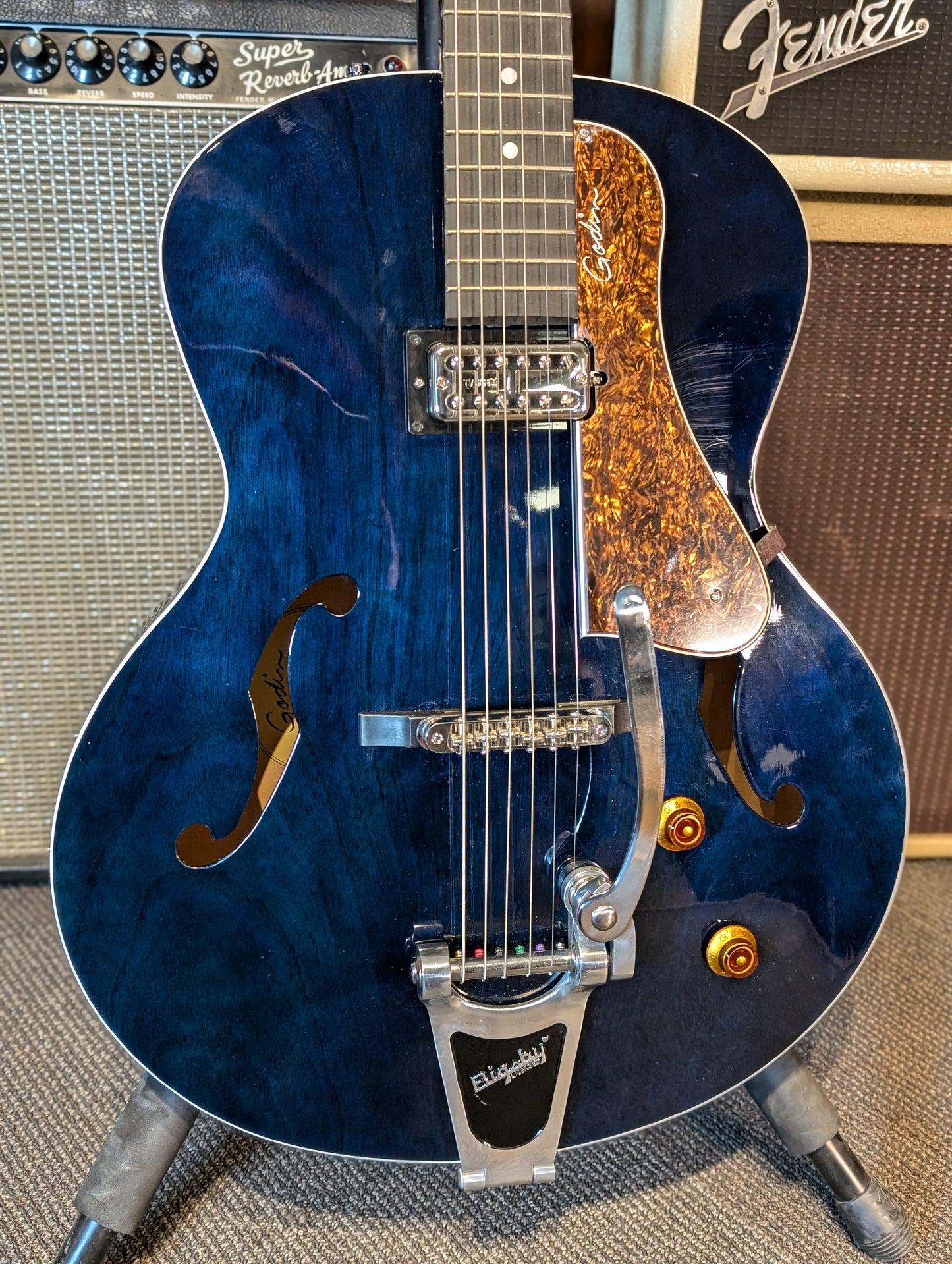 Godin 5th Avenue Night Club Hollow Body Electric Guitar - Indigo Blue (Used)