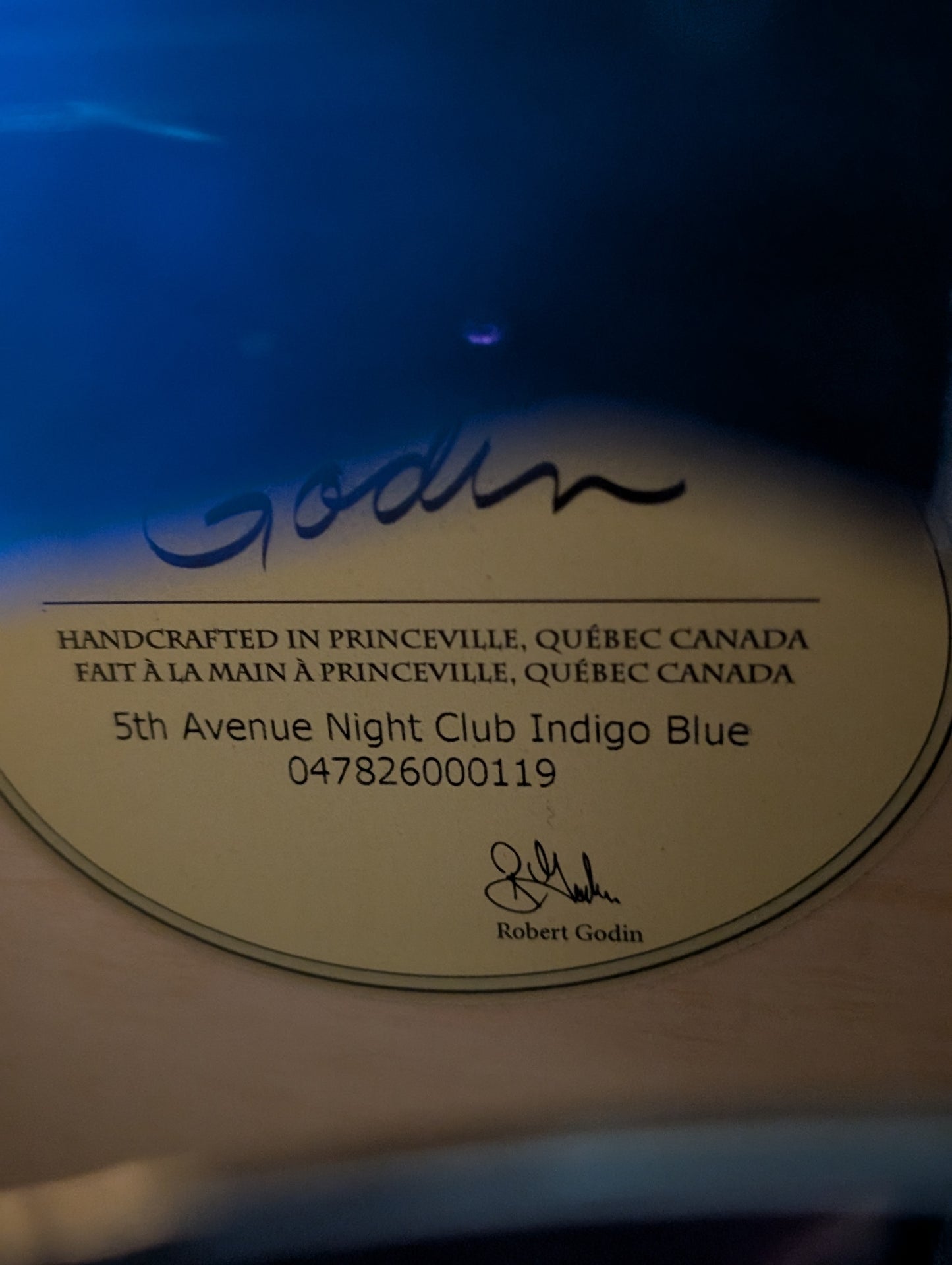 Godin 5th Avenue Night Club Hollow Body Electric Guitar - Indigo Blue (Used)