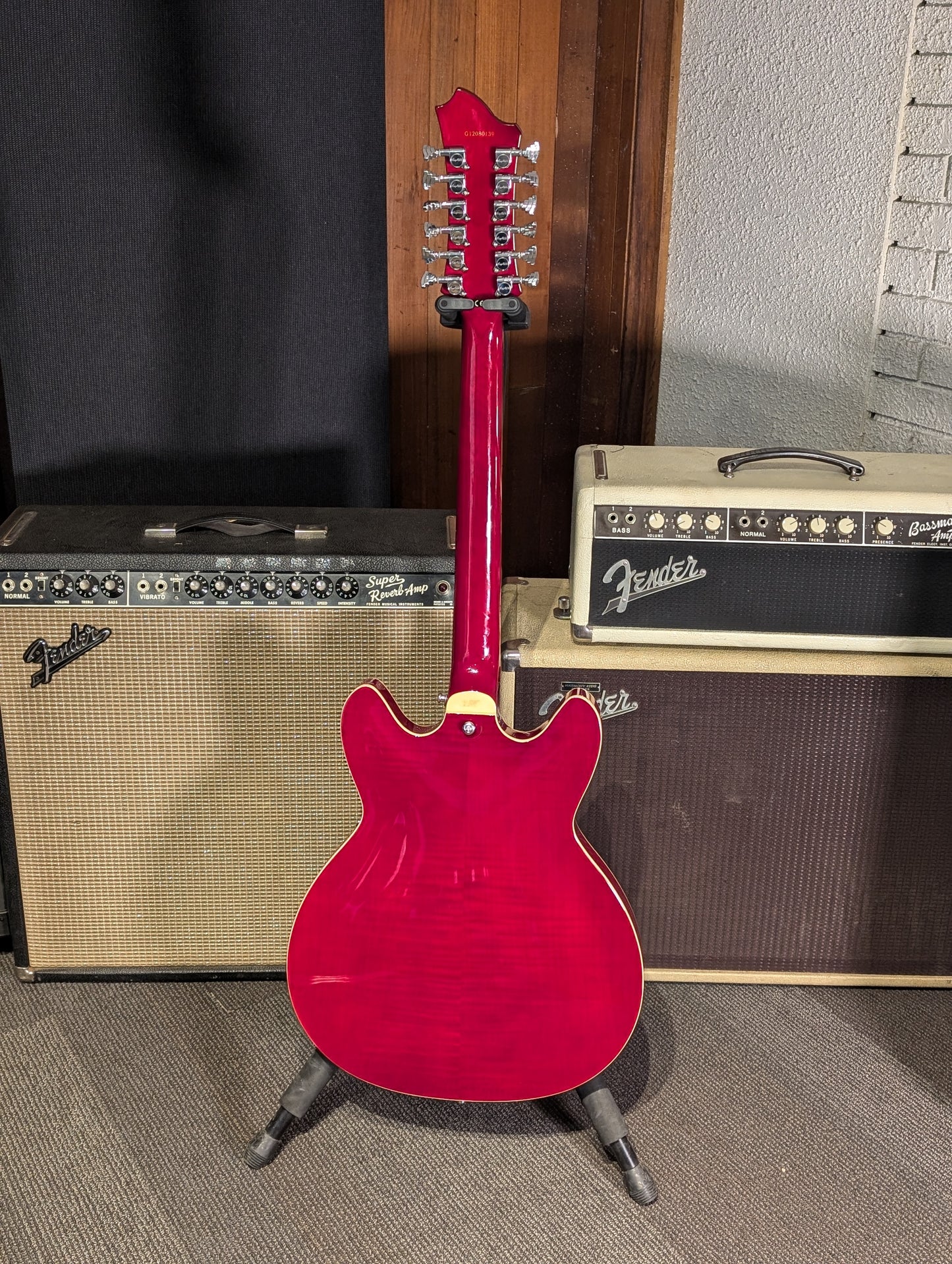 Hagstrom Viking Deluxe 12-String Semi-Hollow Electric Guitar w/Case - Wild Cherry Transparent (Used)