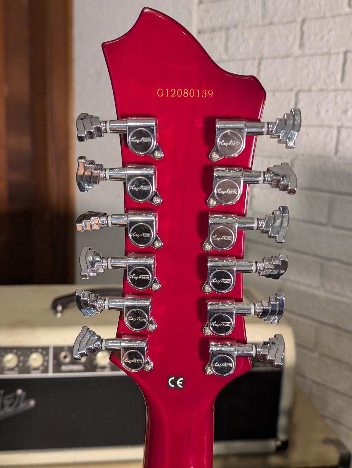 Hagstrom Viking Deluxe 12-String Semi-Hollow Electric Guitar w/Case - Wild Cherry Transparent (Used)