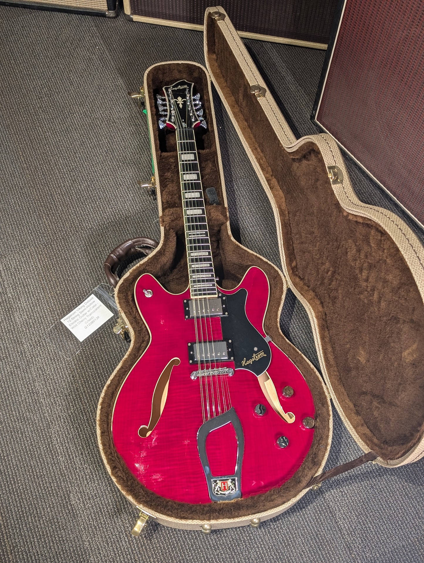 Hagstrom Viking Deluxe 12-String Semi-Hollow Electric Guitar w/Case - Wild Cherry Transparent (Used)