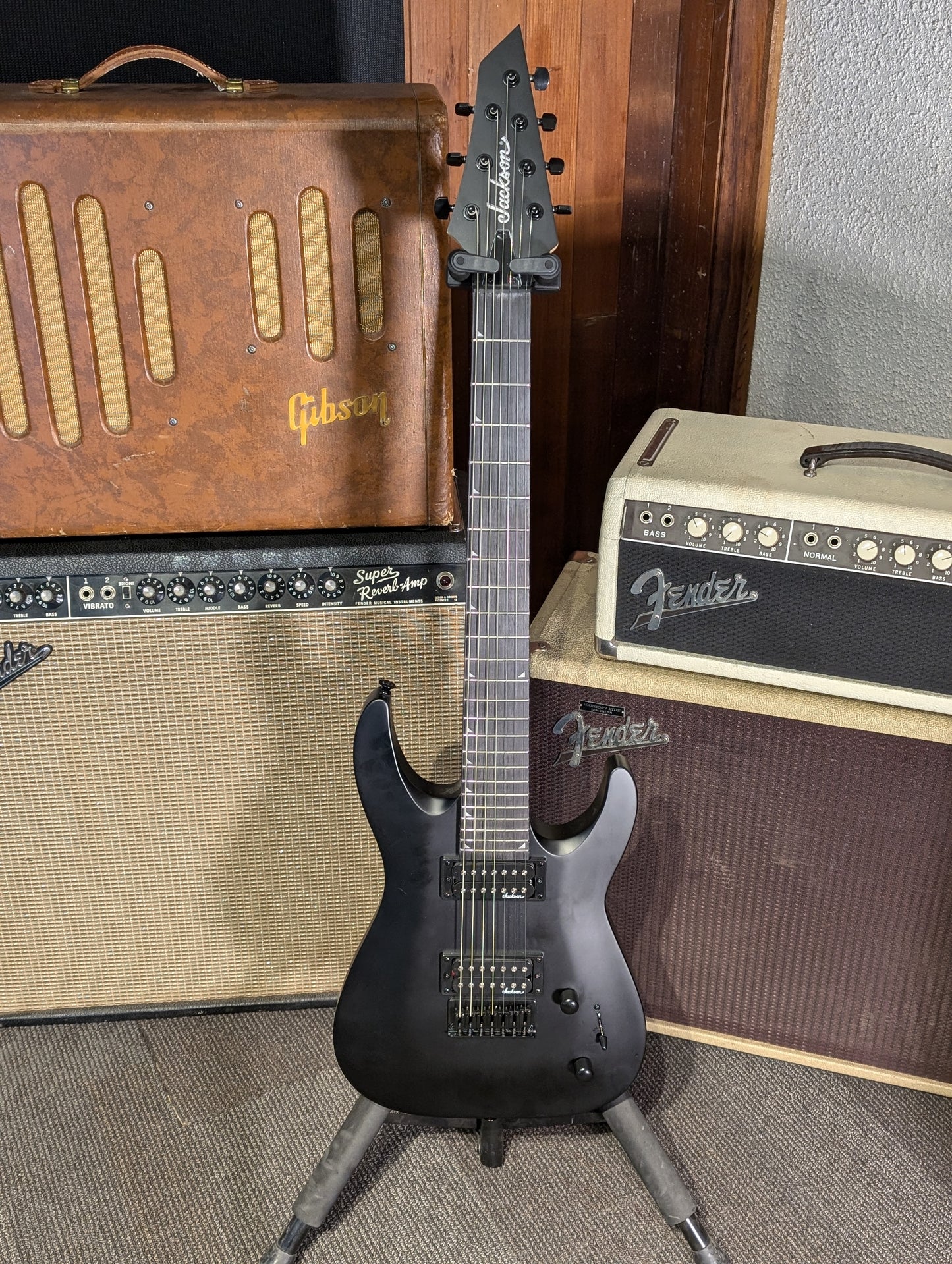 Jackson JS Series Dinky Arch Top JS22-7 7-String Electric Guitar - Satin Black (2024)
