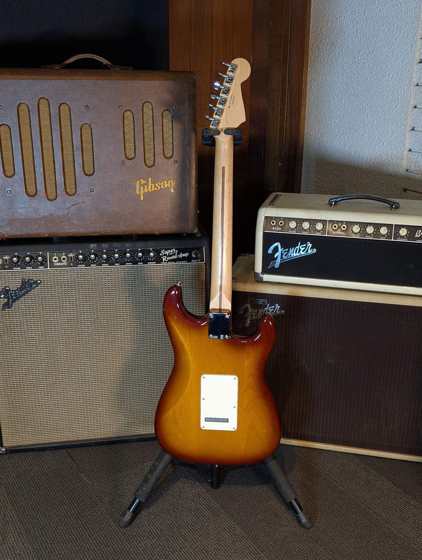 Fender Standard Stratocaster Plus Top Left Handed Electric Guitar w/Case - Tobacco Sunburst (2013)