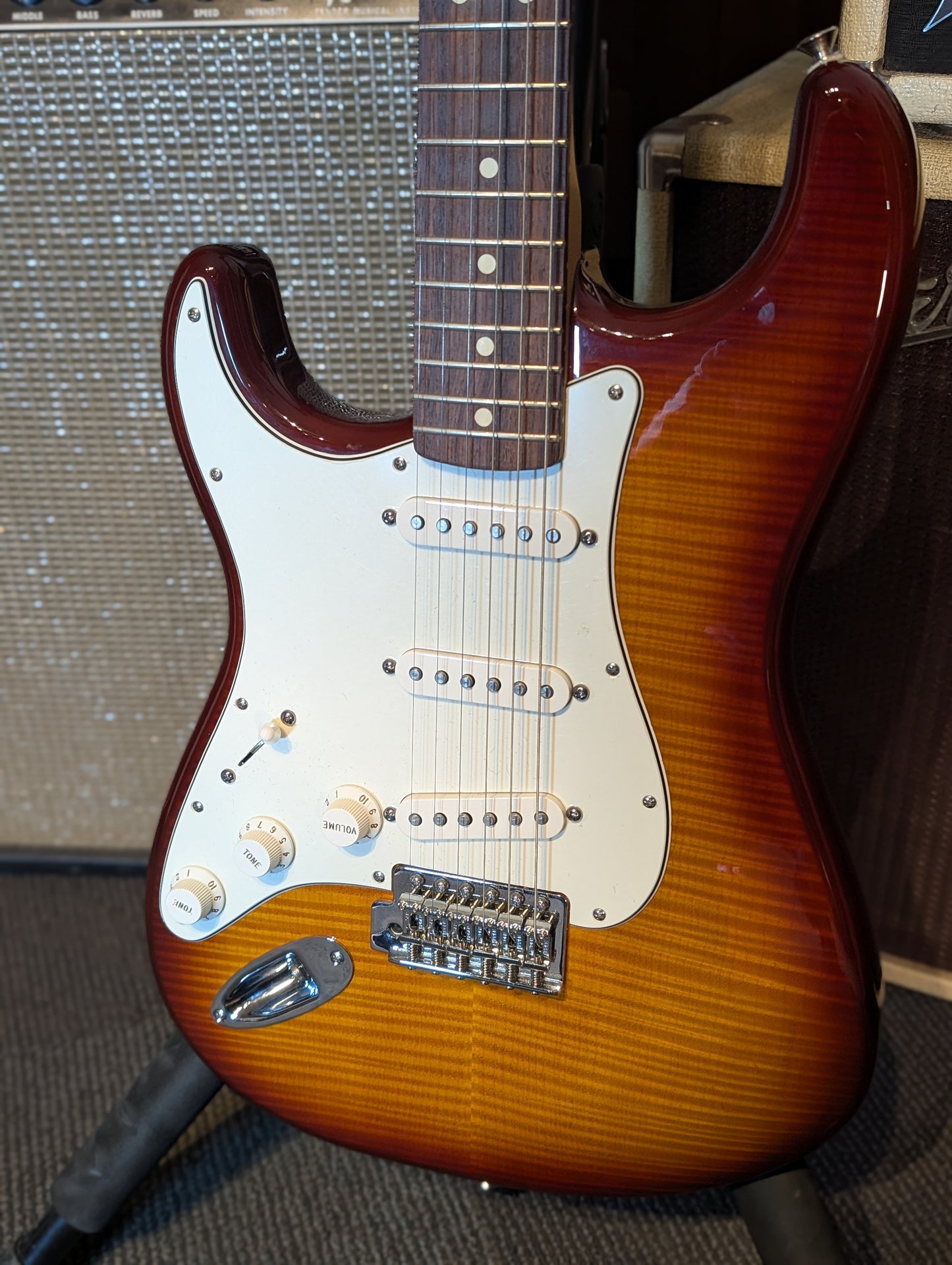 Fender Standard Stratocaster Plus Top Left Handed Electric Guitar w/Case - Tobacco Sunburst (2013)